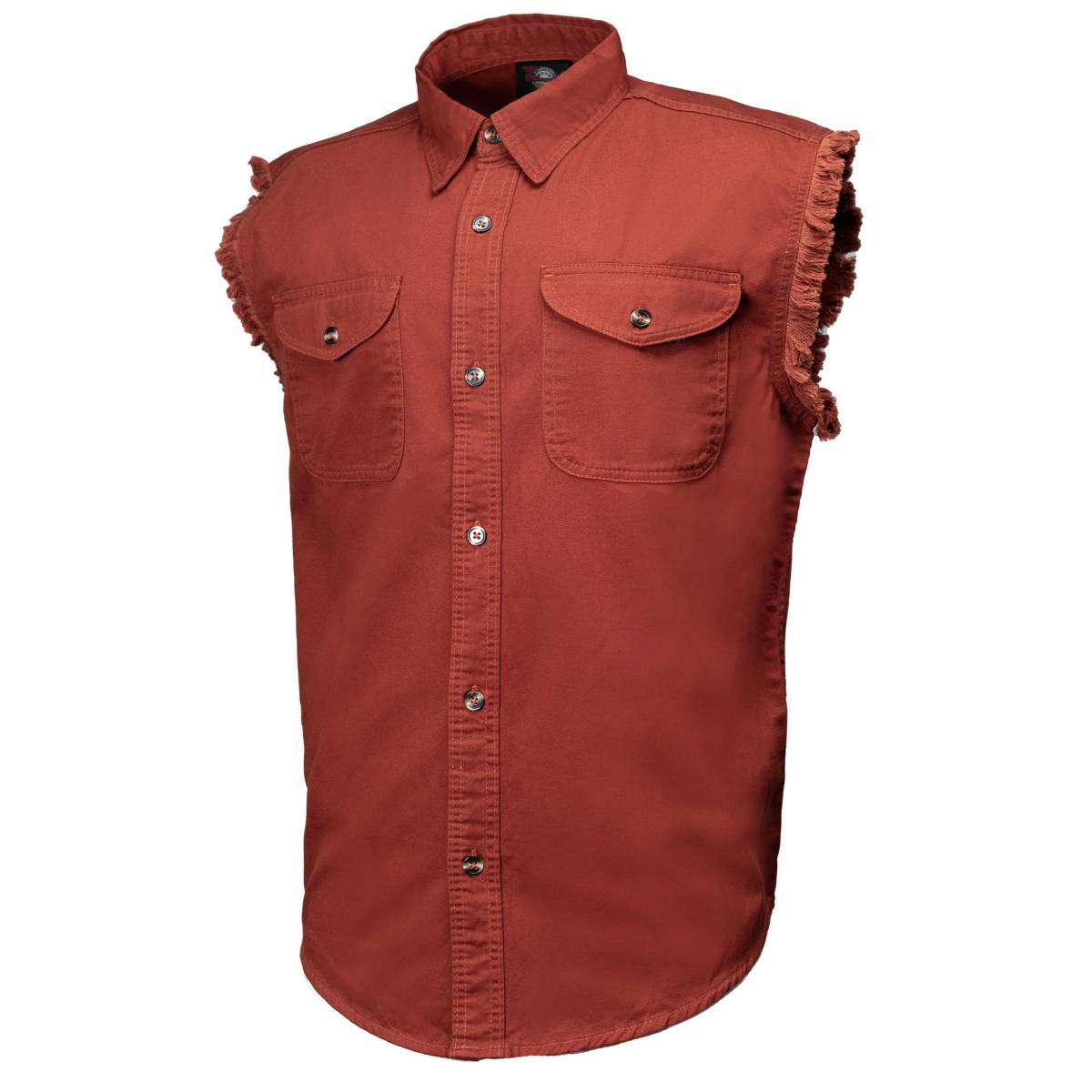 MMCC Men's Rustline Sleeveless Cut-Off Work Shirt - 100% Cotton, Dual Chest Pockets, Button Front - MMC16015