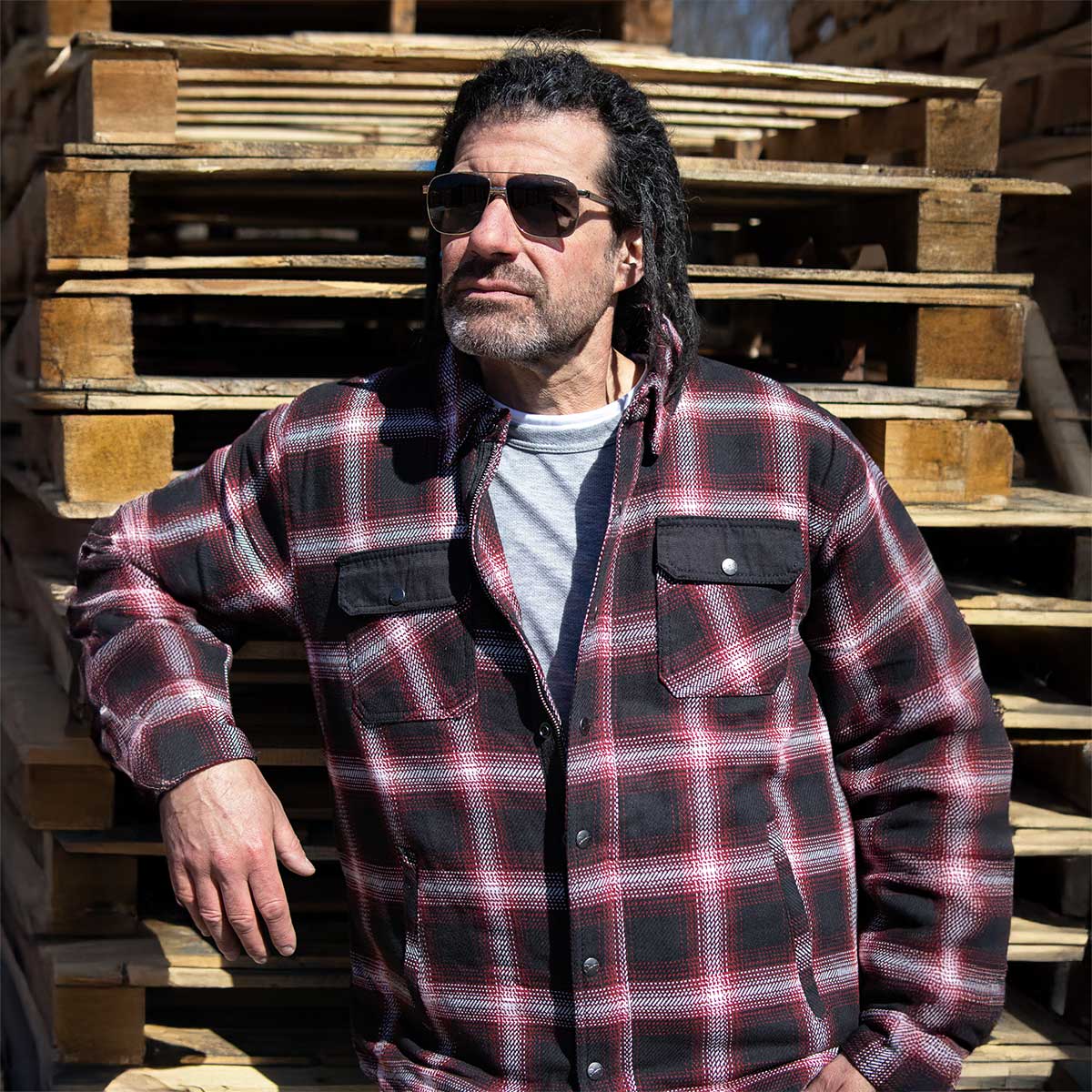 Milwaukee Leather MPM1637 Men's Plaid Mechanic Long Sleeve Flannel Biker Shirt