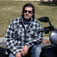Milwaukee Leather MPM1638 Men's Black and White Checkered Flannel Motorcycle Riding Shirt