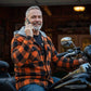 Milwaukee Leather Men’s Titans Orange & Black Plaid Hooded Riding Shirt w/ CE Armor & Aramid Fiber Panels - MPM1642