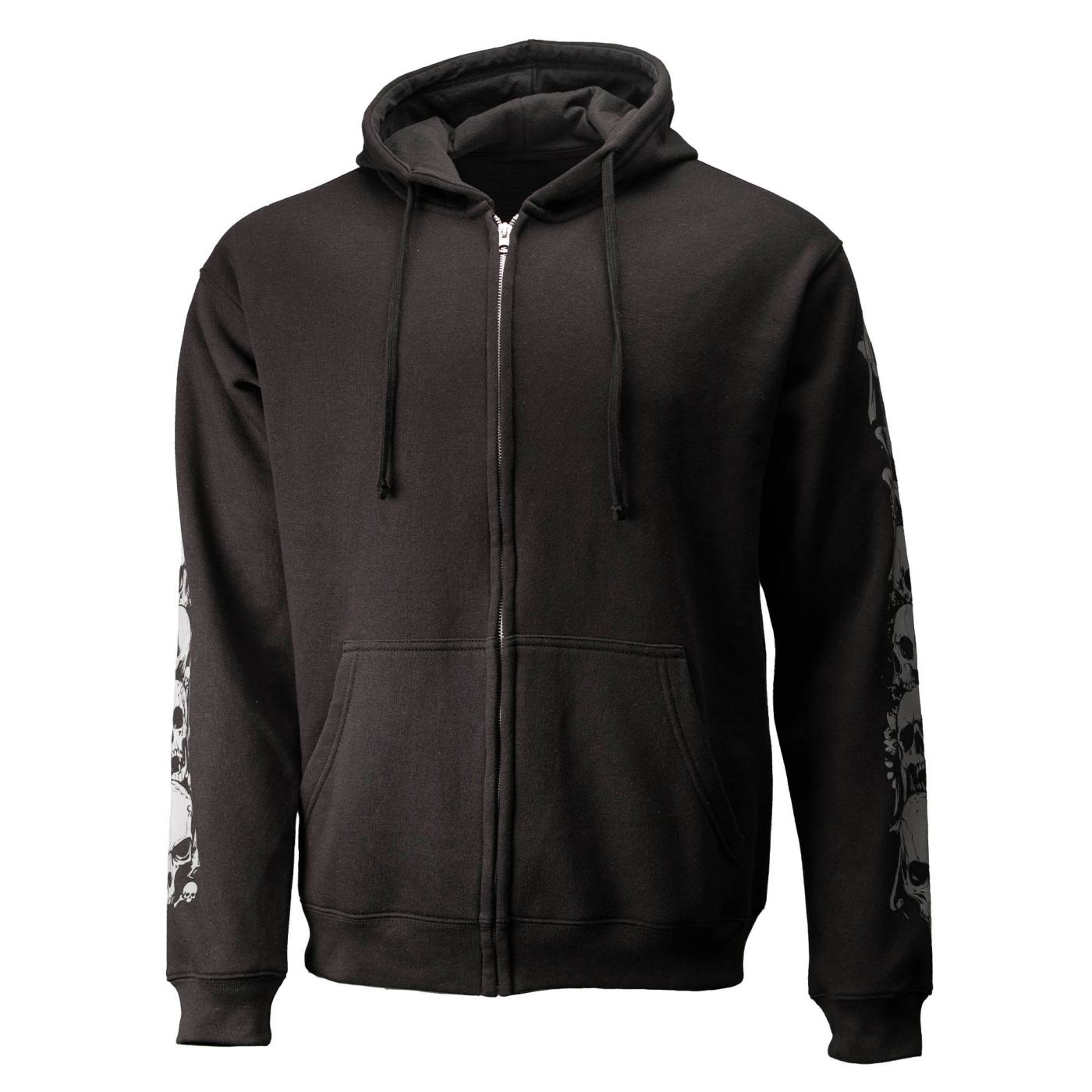 MMCC Men’s Bare Bones Riding Hoodie – Premium Cotton, Reflective Skull Sleeve, Full Zip - MPM1680