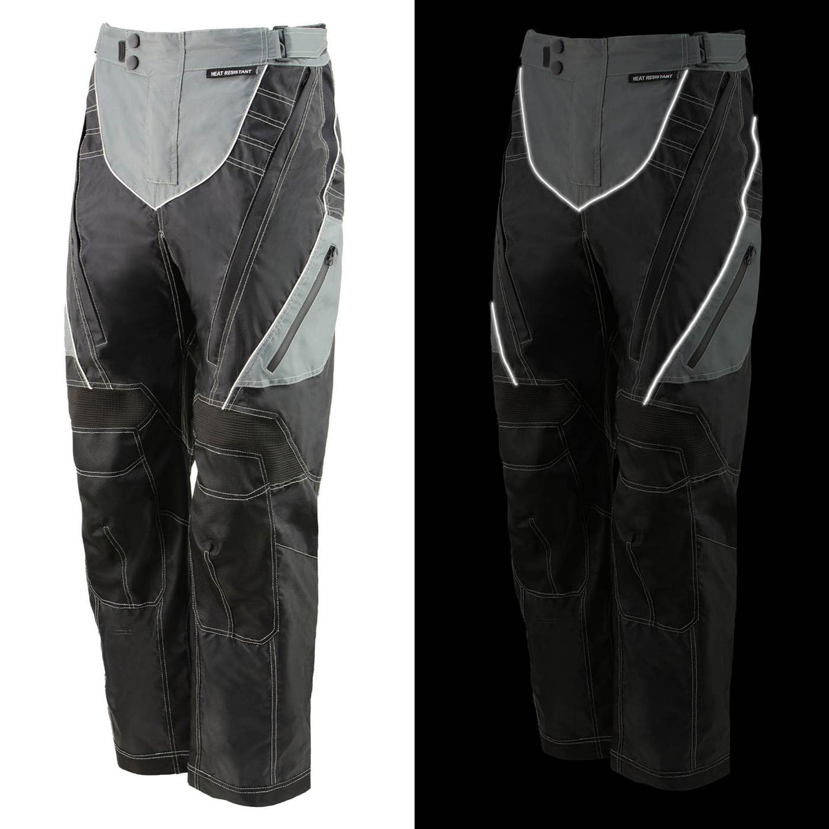Milwaukee Leather MPM5730 Men's Black and Grey Tri-Tex Fabric Motorcycle Rider Pants w/ CE Armor Protection