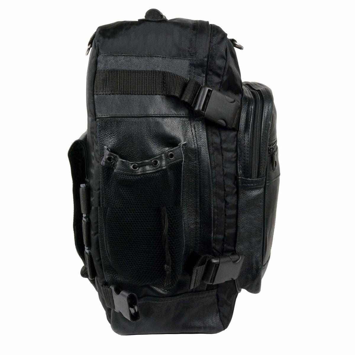 Milwaukee Leather SH54001 Medium Black Leather and Textile Motorcycle Cruiser Sissy Bar Bag Back-Pack