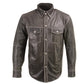 Milwaukee Leather MLM1612 Men's Distressed Grey Casual Biker Rider Leather Shirt w/ Vintage 5 Cent Buffalo Buttons