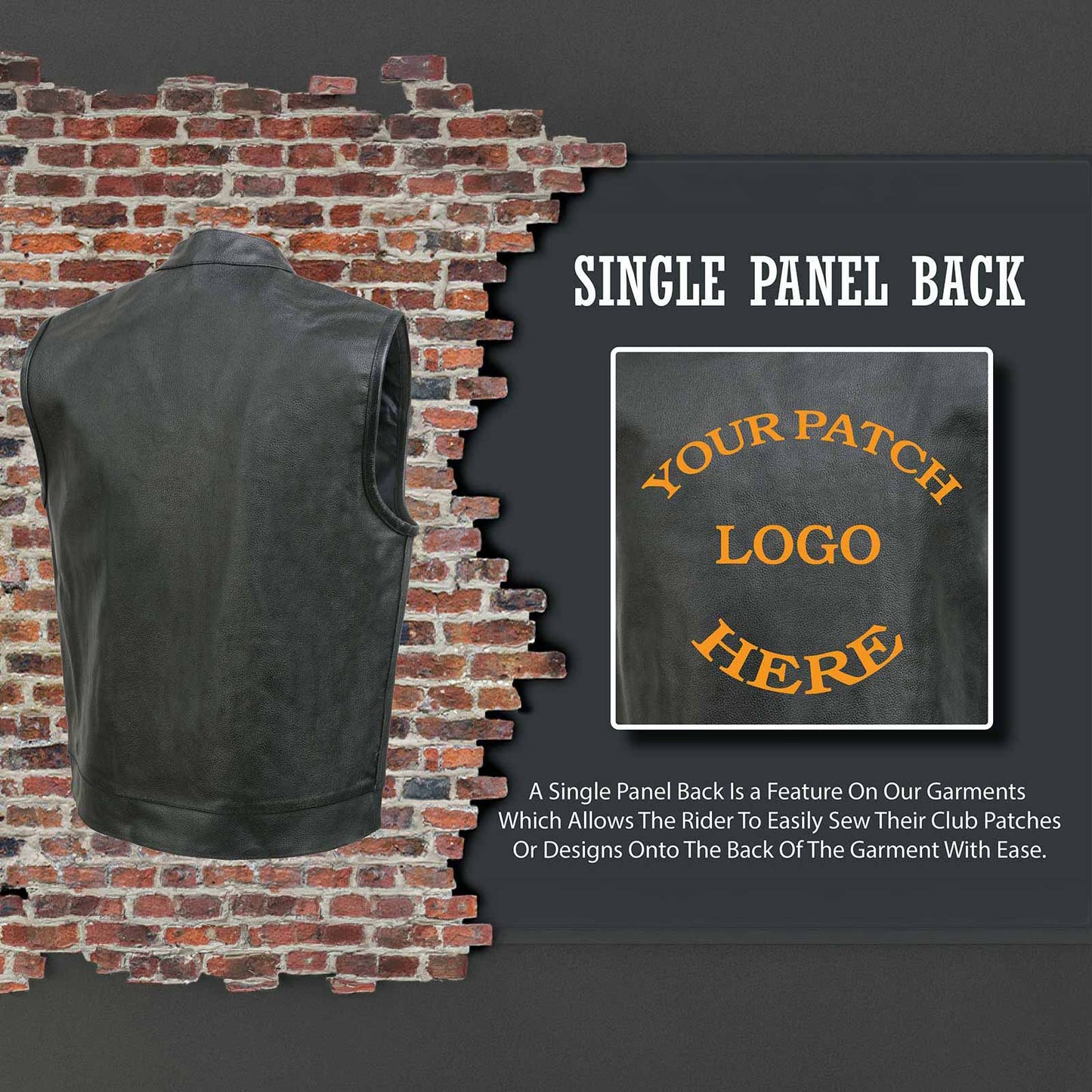 Event Leather Men's 'Rapid Fire' Black Motorcycle Leather Riders Club Style Vest - ELM3910