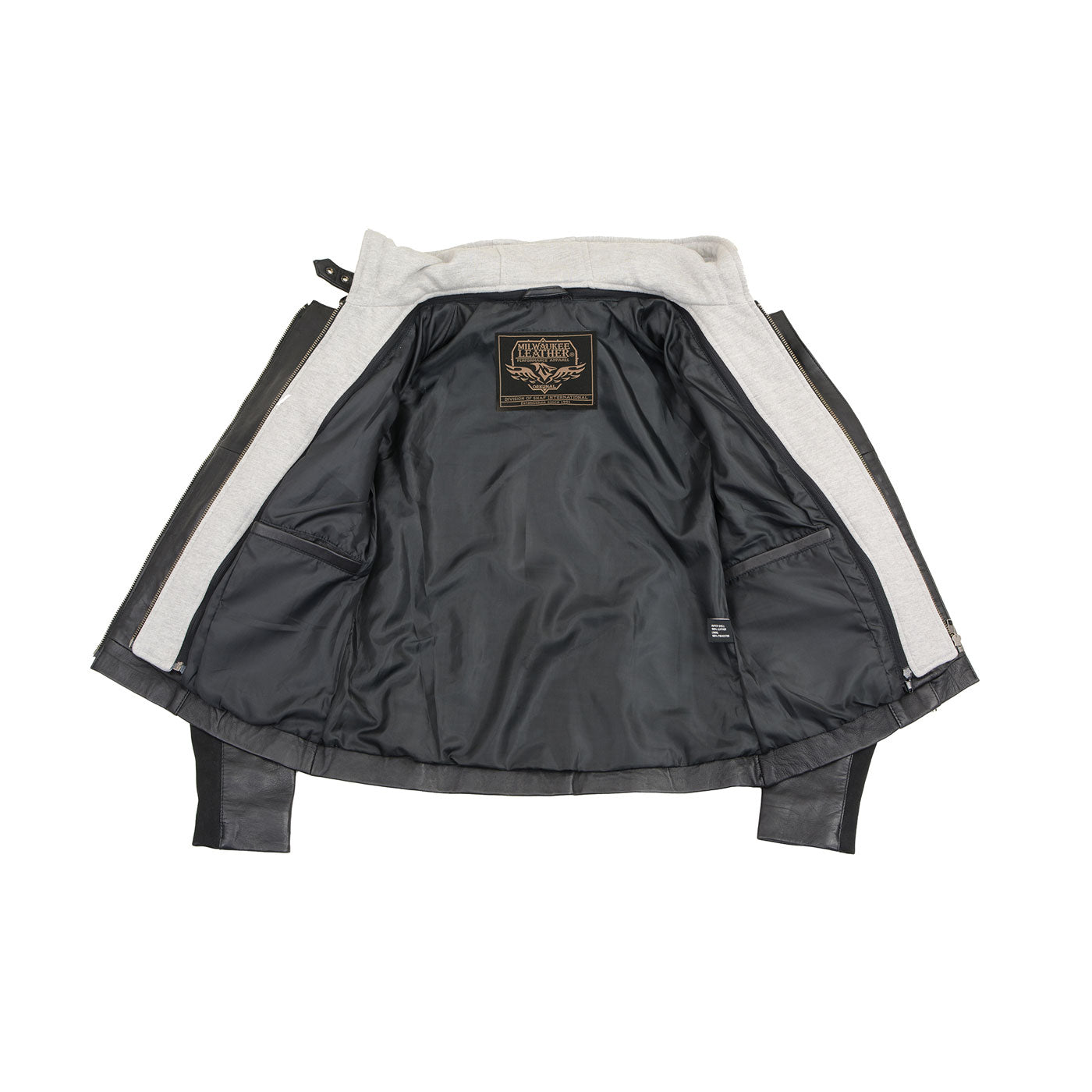 Milwaukee Leather LKL2737 Women's Black Premium Leather Motorcycle Biker Racer Style Scuba Jacket w/ Hoodie
