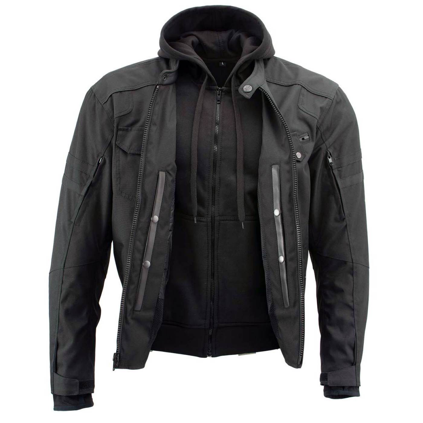 Milwaukee Leather Men's Flight 1300D Nylon Motorcycle Jacket with CE Armor and Removable Hoodie - MPM17017