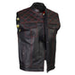 Milwaukee Leather LKM3782 Men's Classic Black Premium Leather Motorcycle Vest with USA Flag Liner
