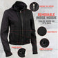Milwaukee Leather Women's Tara Black Leather Motorcycle Rider 2-in-1 Convertible Hoodie Jacket Vest
