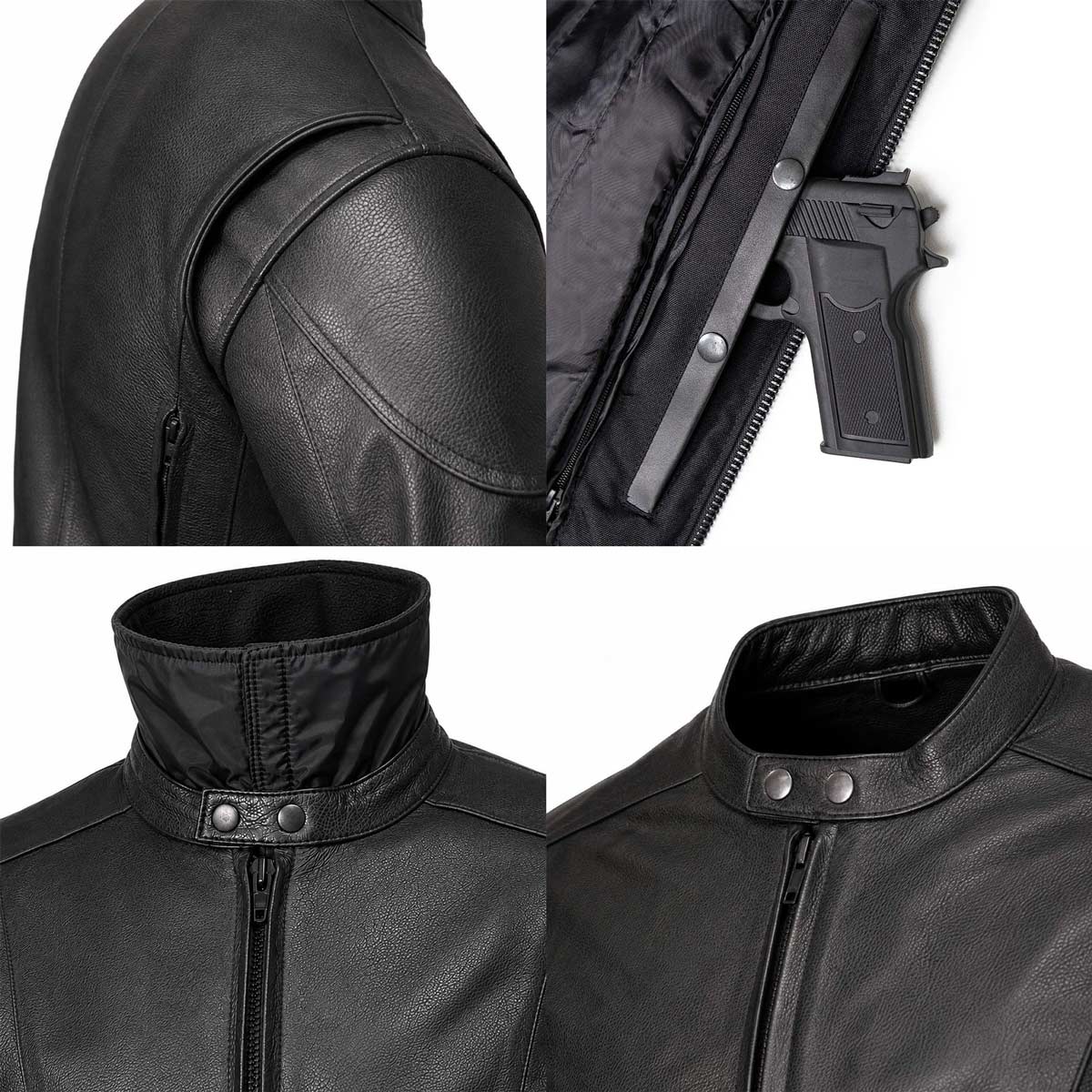 Milwaukee Leather Men's Premium Black Leather Motorcycle Riders Jacket with CE Armor Protection - LKM17003