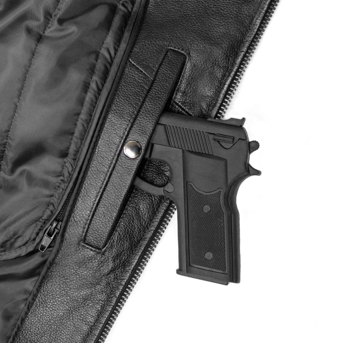 Milwaukee Leather Men's Live to Ride Classic Black Premium Leather CE Armored Motorcycle Jacket - Side Lace - LKM1706