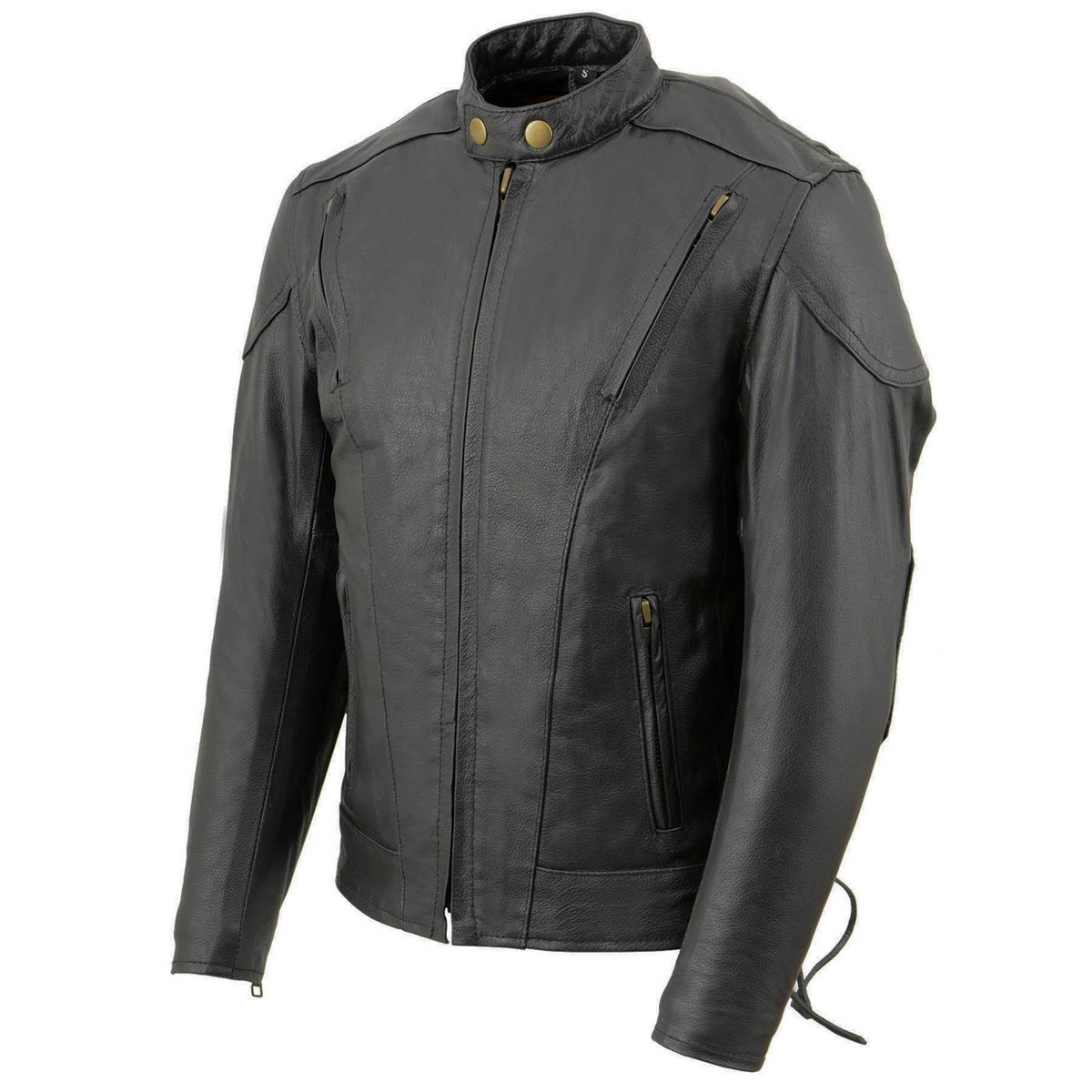 Milwaukee Leather LKM1900 Boy's Black Leather Side Lace Vented Moto Jacket