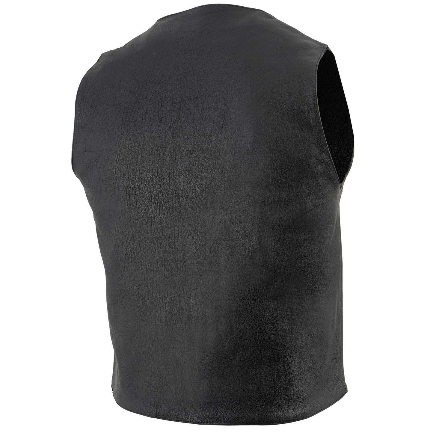 Milwaukee Leather LKM3700 Men's Classic Black Leather Motorcycle Rider Vest w/ Buffalo Nickel Snaps Closure