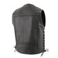 Milwaukee leather LKM3787 Men's Classic Side Laced Black Leather Motorcycle Rider Biker Vest w/ Ten Pockets