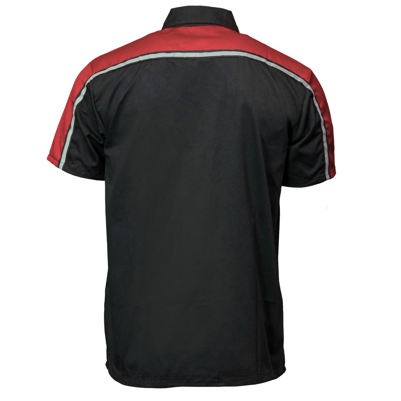Milwaukee Motorcycle Clothing Co. MDM11606 Men's Black and Red Button Up Mechanic Shirt w/ Reflective Stripe