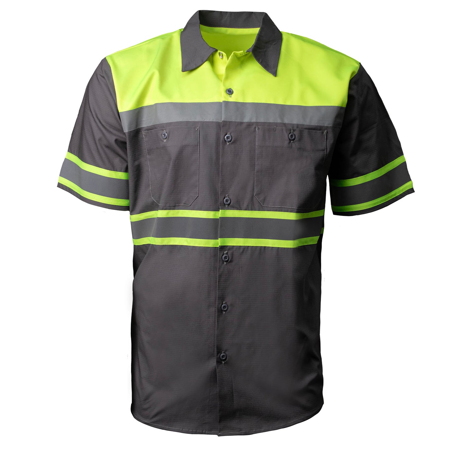 Milwaukee Motorcycle Clothing Co. Men’s Neon/Grey Mechanic Work Shirt – w / Reflective Strip, Rider‑Built MDM11615