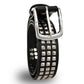 Milwaukee Leather Men's Black Triple-Row Studded Genuine Leather Belt - w/ Interchangeable Buckle - MP7144