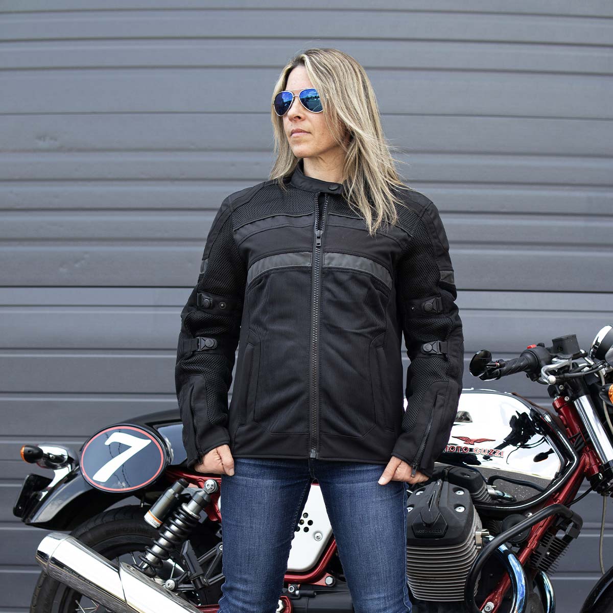 Milwaukee Leather MPL2775 Black Armored Textile Motorcycle Jacket for Women - All Season Jacket w/ Removable Liner