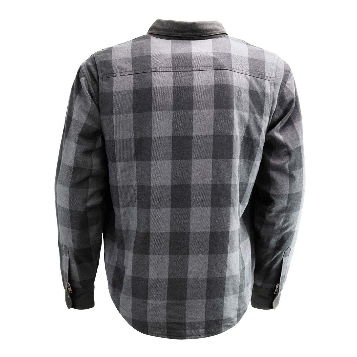 Milwaukee Leather Men’s Two-Tone CE Armored Flannel - Solid Front / Plaid Back - Reinforced w/ Aramid Fibers - MPM1670