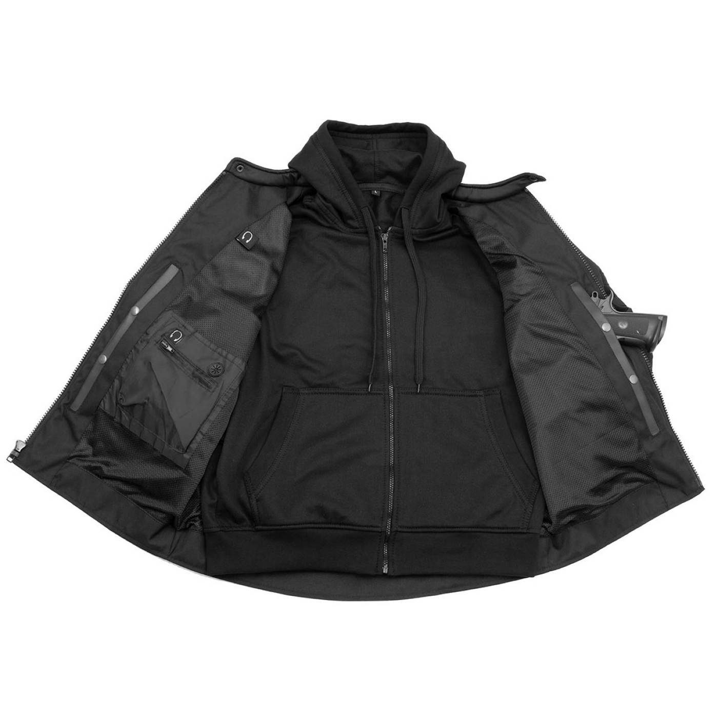 Milwaukee Leather Men's Flight 1300D Nylon Motorcycle Jacket with CE Armor and Removable Hoodie - MPM17017