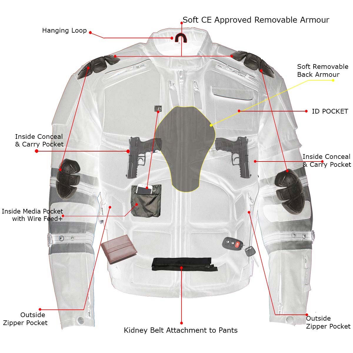 Milwaukee Leather Men's Morph Black/Grey Textile Motorcycle Jacket w/ CE Armor, Removable Sleeves - MPM17026