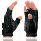 Milwaukee Leather SH878 Men's Fingerless USA Deerskin Black Leather Motorcycle Rider Gloves w/ Gel Padded Palm