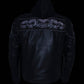 Milwaukee Leather Men's Futile CE Armored Leather Motorcycle Jacket w/ Hoodie Liner, Reflective Skull - LKM17016