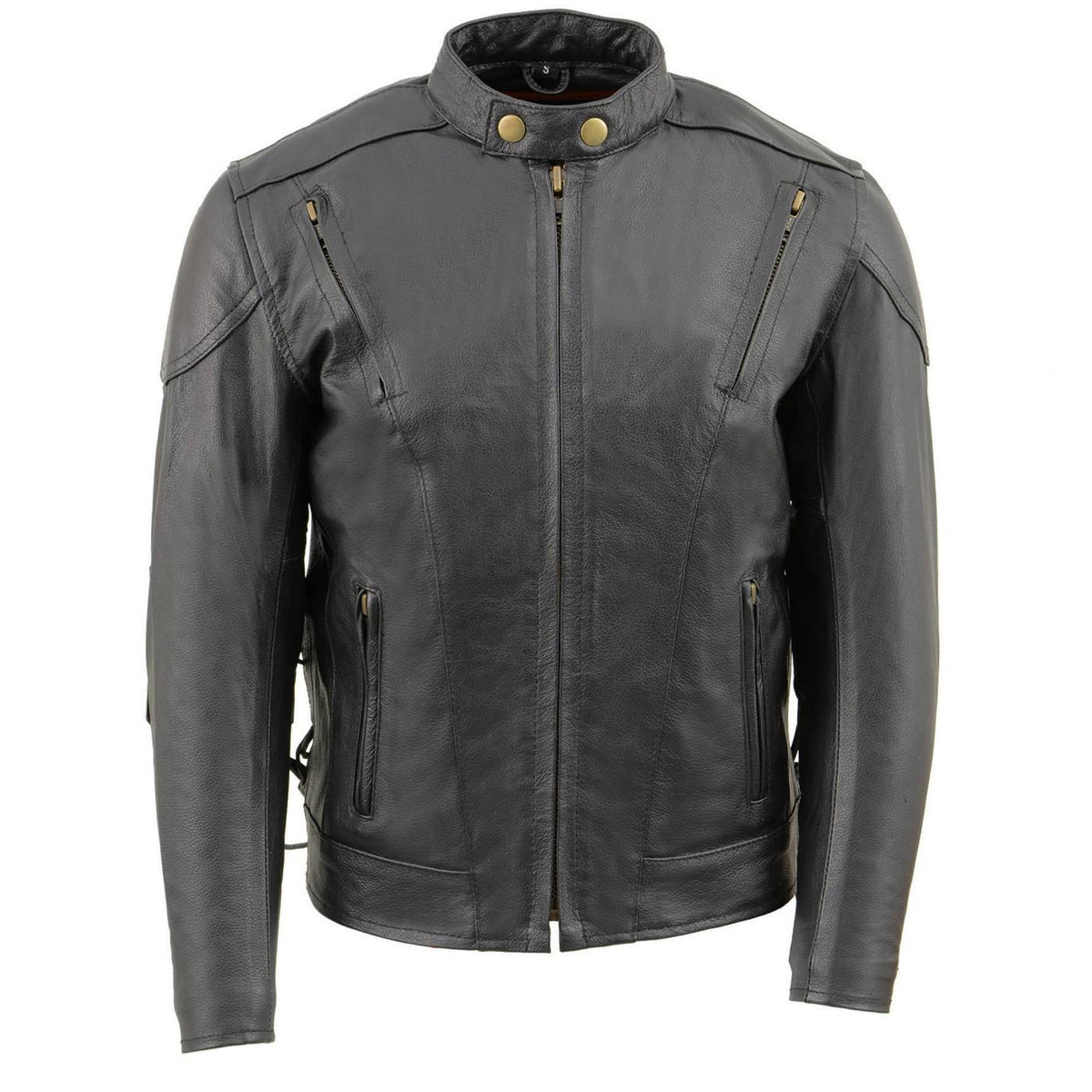 Milwaukee Leather LKM1900 Boy's Black Leather Side Lace Vented Moto Jacket