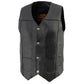 Milwaukee Leather LKM3700 Men's Classic Black Leather Motorcycle Rider Vest w/ Buffalo Nickel Snaps Closure