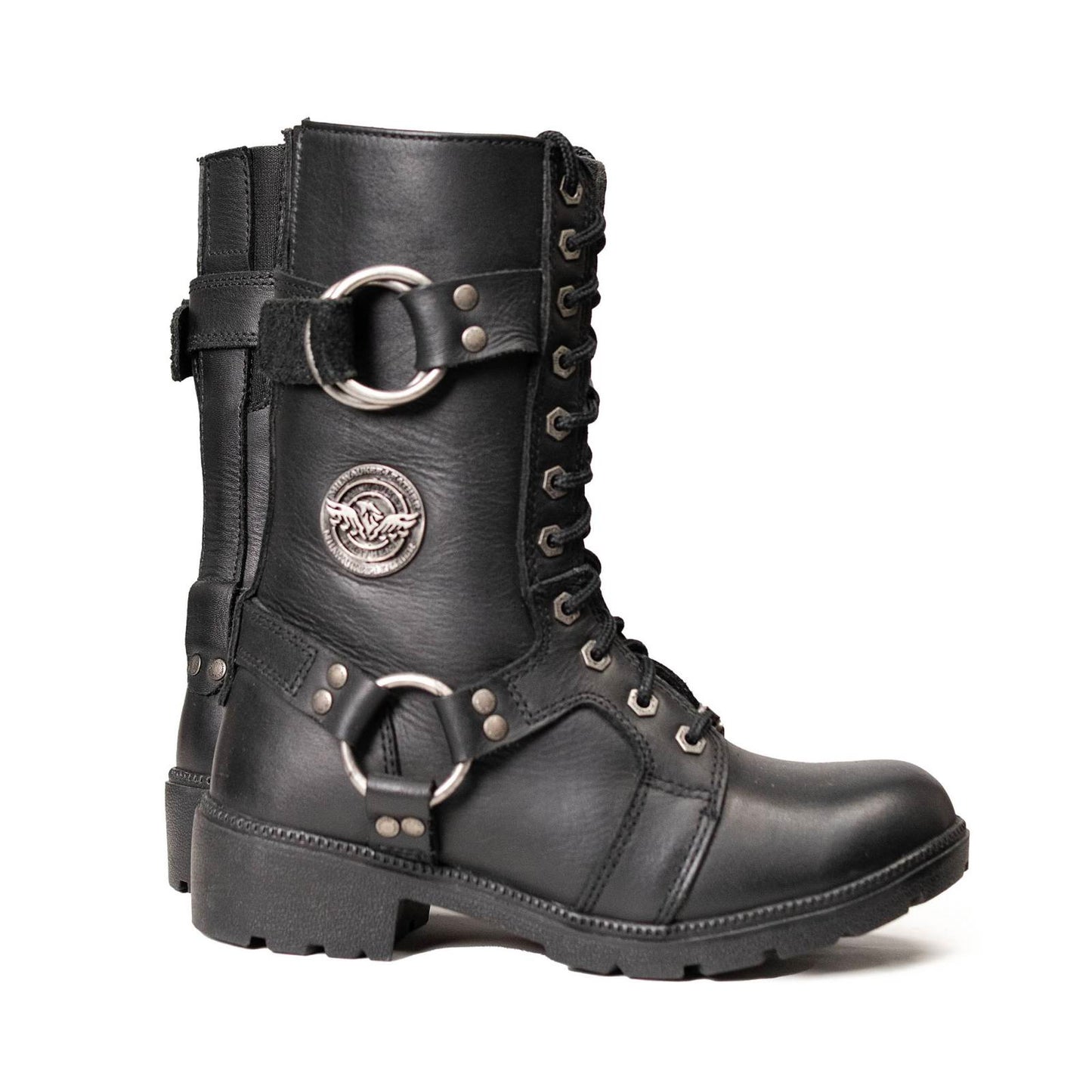 Milwaukee Leather Women's Premium Leather Motorcycle Riding Boots - Lace-To-Toe Harness - Zipper Closure - MBL9391