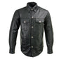 Milwaukee Leather MLM1611 Men's Premium Black Leather Casual Biker Rider Shirt w/ Vintage 5 Cent Buffalo Buttons