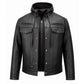 Milwaukee Leather Men's Leather Shirt Jacket with Removable Hoodie and Patch Access - MLM1614