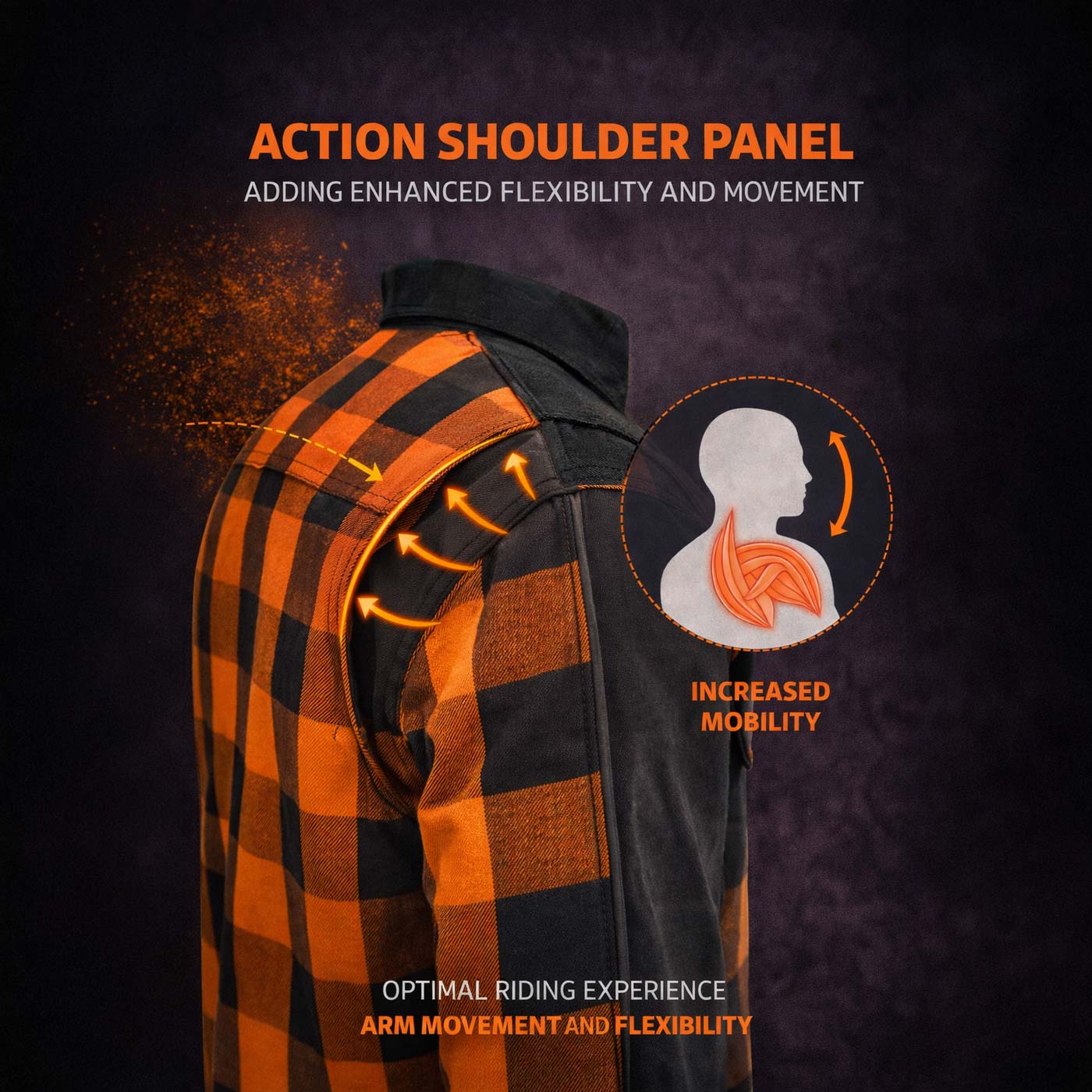 Milwaukee Leather Men’s Two-Tone CE Armored Flannel - Solid Front / Plaid Back - Reinforced w/ Aramid Fibers - MPM1672