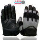 Milwaukee Leather SH791 Men's Black Leather and Grey Mesh Combo Racing Motorcycle Hand Gloves W/ Elasticized Fingers