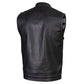 Milwaukee Leather LKM3783 Men's Classic Black Leather Motorcycle Vest with Inside Flannel Liner