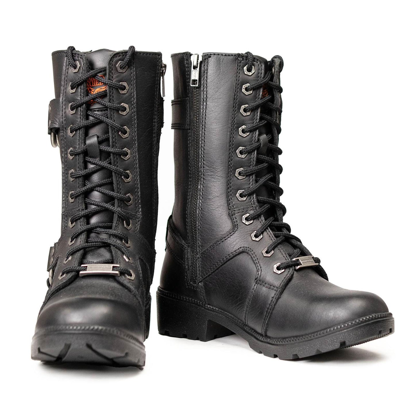 Milwaukee Leather Women's Premium Leather Motorcycle Riding Boots - Lace-To-Toe Harness - Zipper Closure - MBL9391