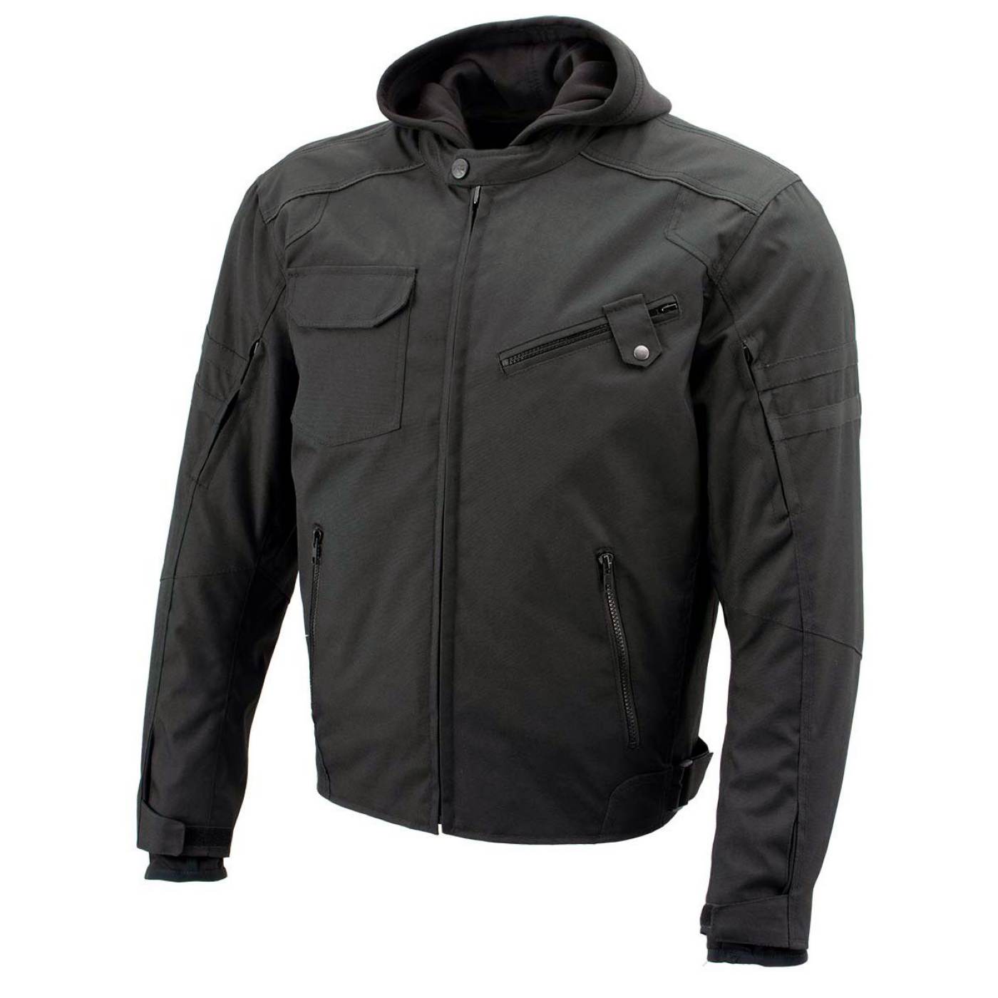 Milwaukee Leather Men's Flight 1300D Nylon Motorcycle Jacket with CE Armor and Removable Hoodie - MPM17017