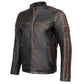 Milwaukee Leather Men’s Copperline Black Leather Moto Café Racer Jacket, Stand Collar, 6 Pockets - SFM1816