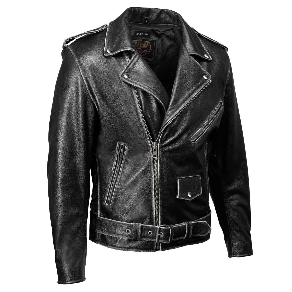 Milwaukee Leather Men's Live to Ride Classic Black Premium Leather CE Armored Motorcycle Jacket - Side Lace - LKM1706