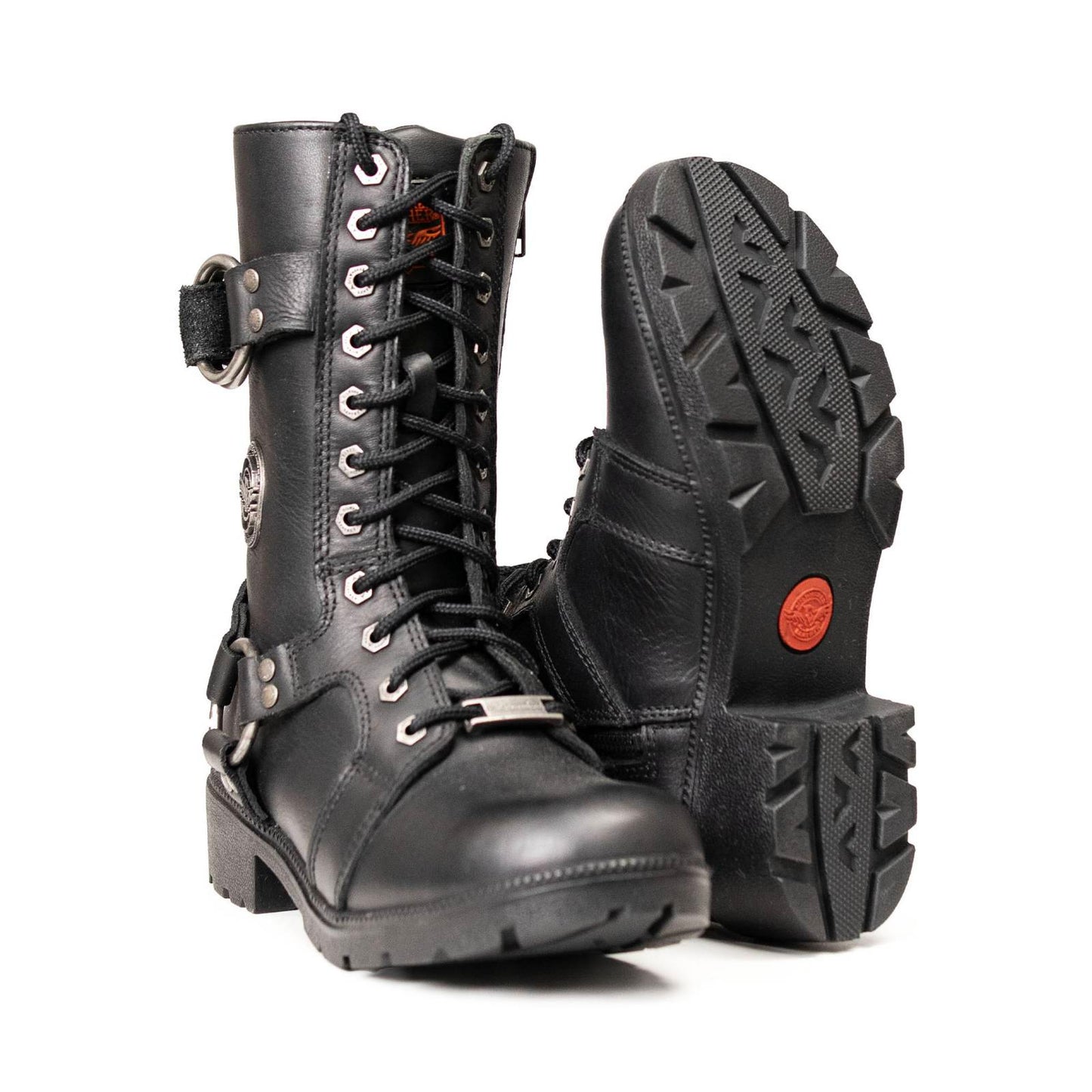Milwaukee Leather Women's Premium Leather Motorcycle Riding Boots - Lace-To-Toe Harness - Zipper Closure - MBL9391