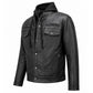 Milwaukee Leather Men's Leather Shirt Jacket with Removable Hoodie and Patch Access - MLM1614