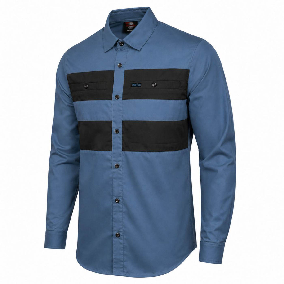 MMCC Men's Block Shift Long Sleeve Mechanic Shop Shirt - Microfiber Panel - MMC16155