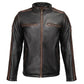 Milwaukee Leather Men’s Copperline Black Leather Moto Café Racer Jacket, Stand Collar, 6 Pockets - SFM1816