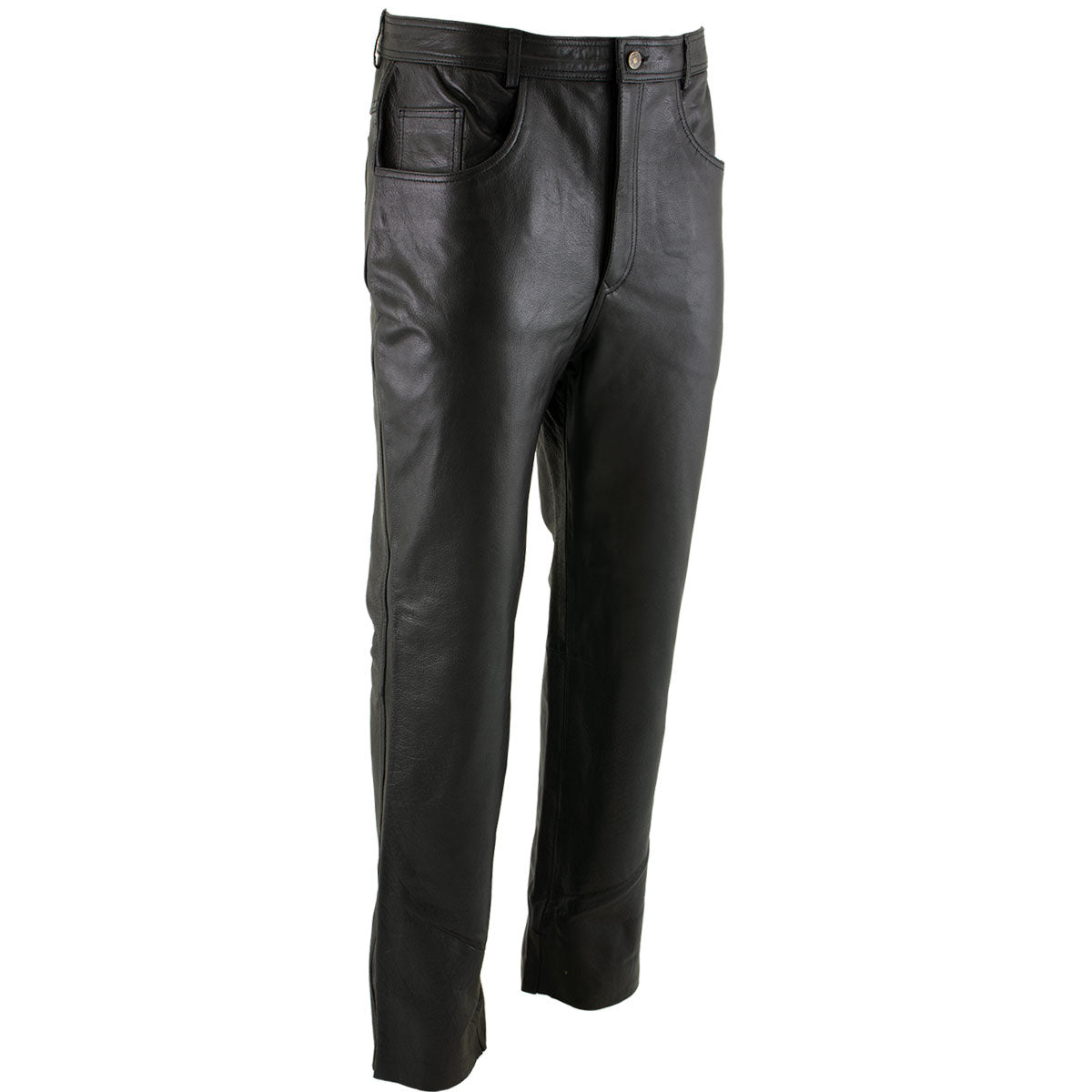 Milwaukee Leather LKM5716 Men's Classic Black Premium Leather Fitted Casual Biker Leather Pants