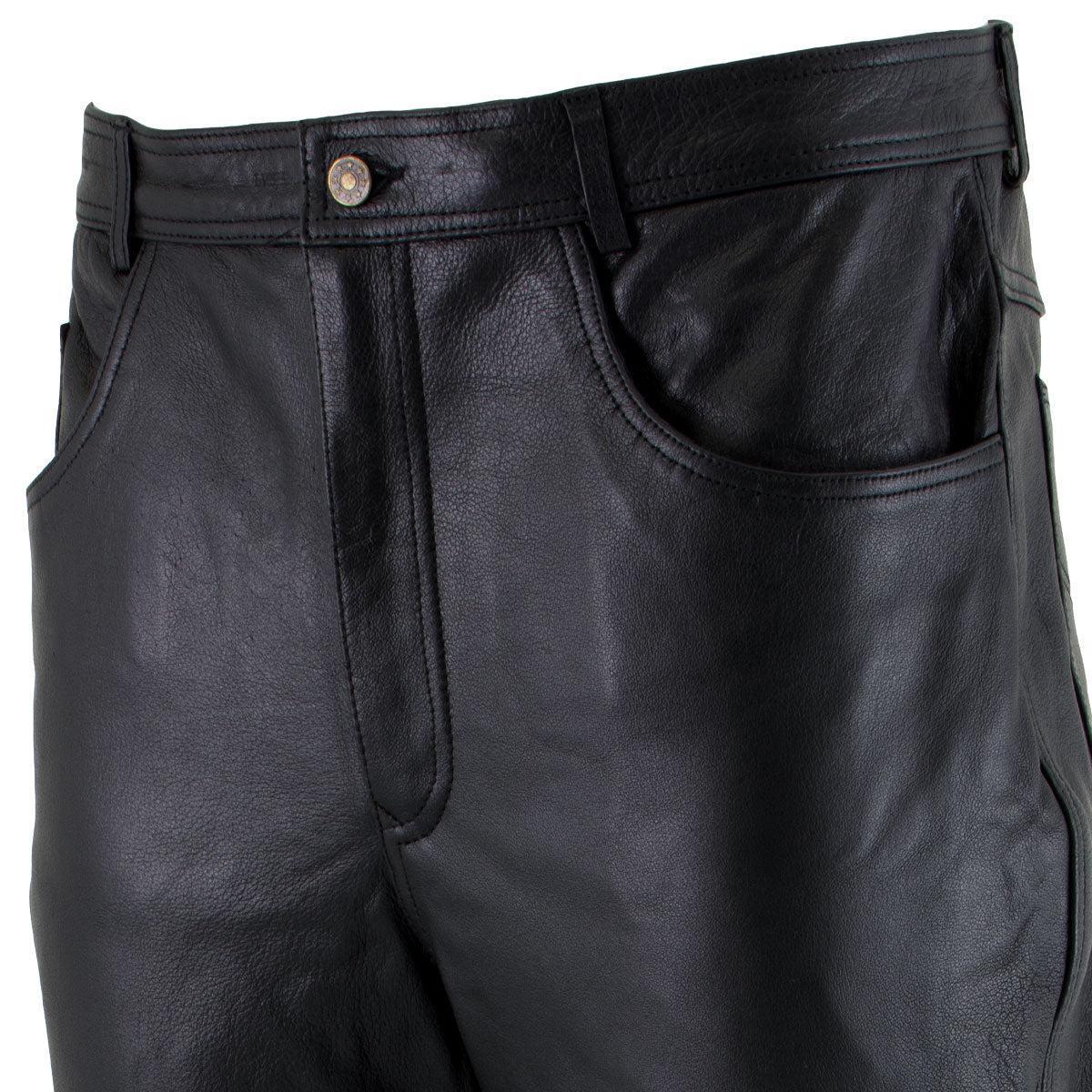 Milwaukee Leather LKM5716 Men's Classic Black Premium Leather Fitted Casual Biker Leather Pants