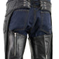 Milwaukee Leather Men's Braidline Black Buffalo Leather Motorcycle Chaps w/ Elastic Thigh Panels - LKM5724