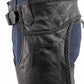 Milwaukee Leather Men's Braidline Black Buffalo Leather Motorcycle Chaps w/ Elastic Thigh Panels - LKM5724
