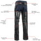 Milwaukee Leather Men's Braidline Black Buffalo Leather Motorcycle Chaps w/ Elastic Thigh Panels - LKM5724