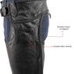 Milwaukee Leather Men's Braidline Black Buffalo Leather Motorcycle Chaps w/ Elastic Thigh Panels - LKM5724