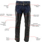 Milwaukee Leather Men's Braidline Black Buffalo Leather Motorcycle Chaps w/ Elastic Thigh Panels - LKM5724